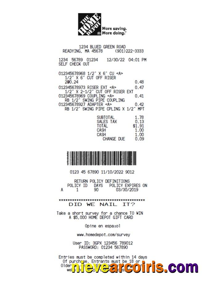 The home depot company payment slip